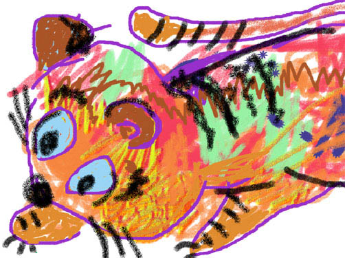 Tiikeri piirretty väriliiduilla