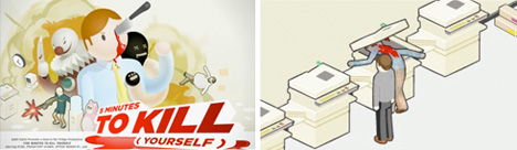 Toimistoon sijoitettu itsemurhapeli, jossa on 5 minuuttia aikaa hankkiutua hengiltä