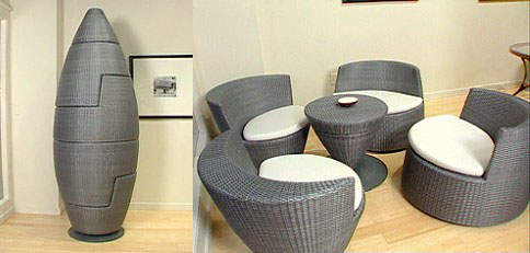 Obeliskista tuolisarjaksi muuntuva Transformers huonekalu