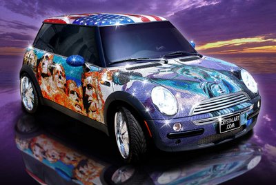 Yli miljoonalla kristallilla koristeltu Morris Mini