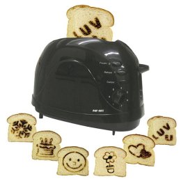 Pop-taide leivänpaahdin paahtaa paahtoleipään kuvioita