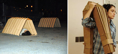 Shellhouse - kokoon taitettava pahvilaatikko teltta