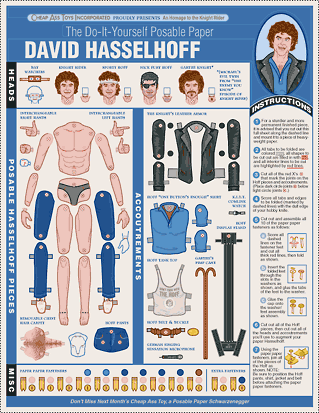 Tee-se-itse David Hasselhoff paperinukke