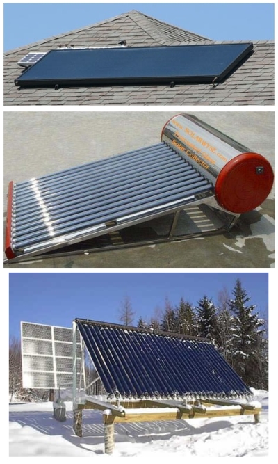 Aurinkoenergiaa hyödyntäviä vedenlämmittimiä