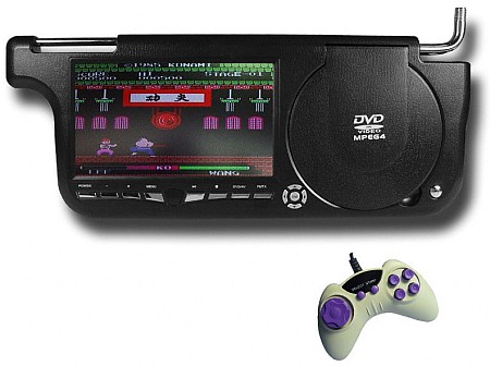 Auton häikäisysuoja yhdistetyllä DVD-soittimella ja pelikonsolilla