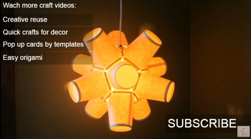 Pahvimukeista valmistettu kattolampun varjostin