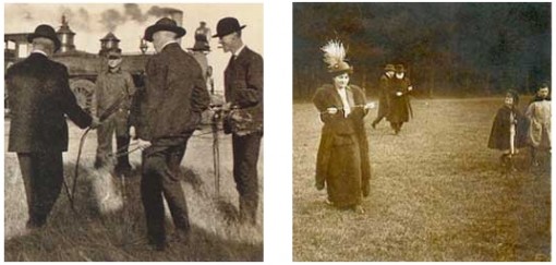 Varpumiehiä 1900-luvun alussa Pohjois-Dakotassa sekä varpukilpailu Pariisissa 1930-luvulla