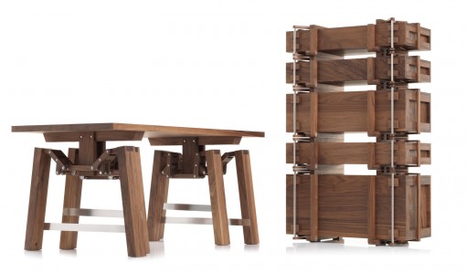 Walking Table -pöytä kokoontaitettuna