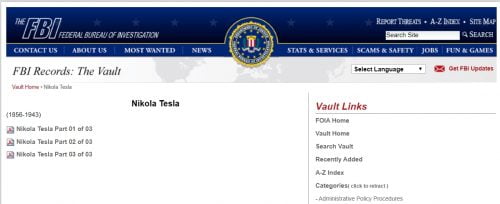 FBI:n Nikola Tesla arkisto