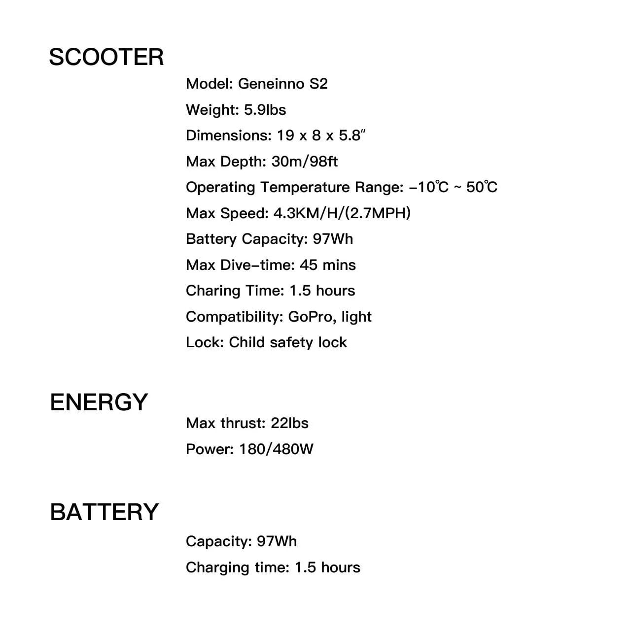 Geneinno S2 tech spec